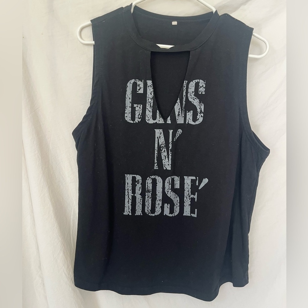 Guns N Roses Black Graphic Cutout Muscle Tee